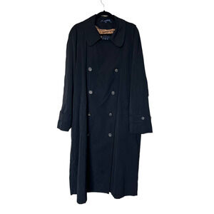 Ralph Lauren Trench Coat Black Brown Long Sleeve Double Breast Lined Rain Jacket